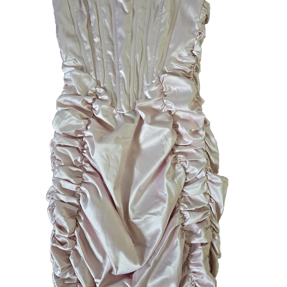 Pink Ruched Satin Bustier Dress - Picture 1 of 4